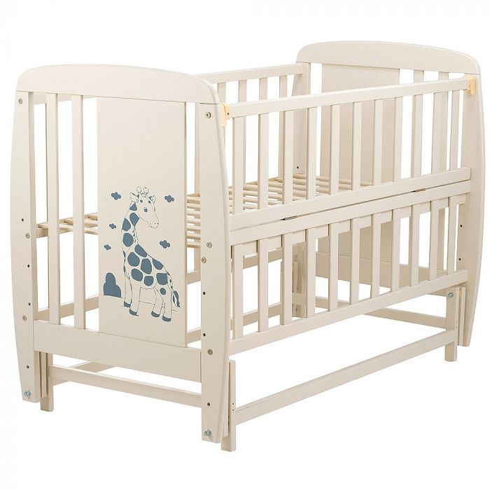 Кроватка Babyroom Жирафик маятник, откидной бок DJMO-02  бук слоновая кость