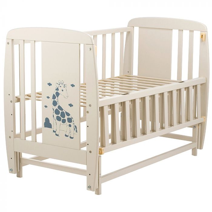 Кроватка Babyroom Жирафик маятник, откидной бок DJMO-02  бук слоновая кость