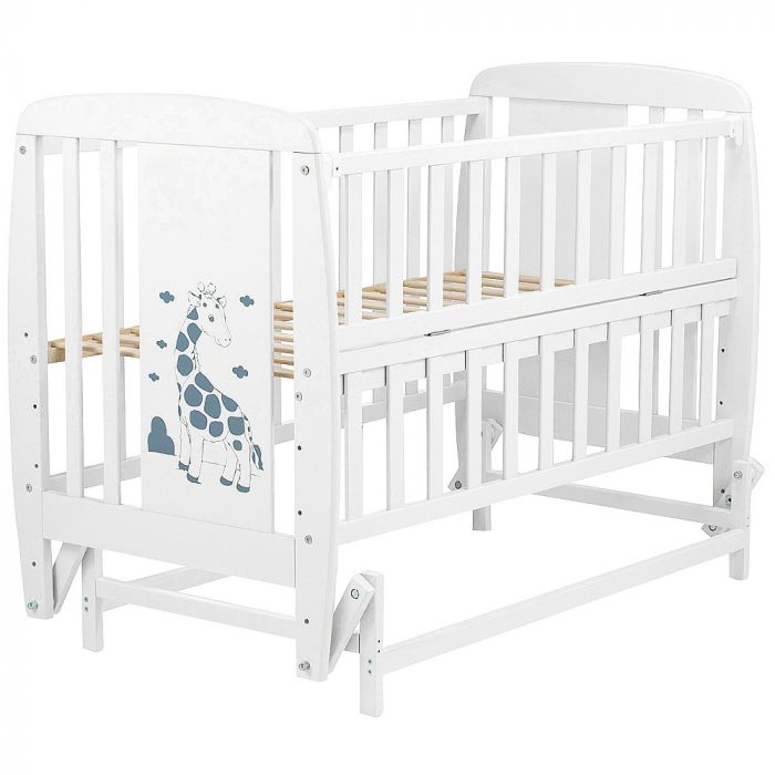 Кроватка Babyroom Жирафик маятник, откидной бок DJMO-02  бук белый