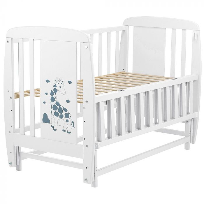 Кроватка Babyroom Жирафик маятник, откидной бок DJMO-02  бук белый