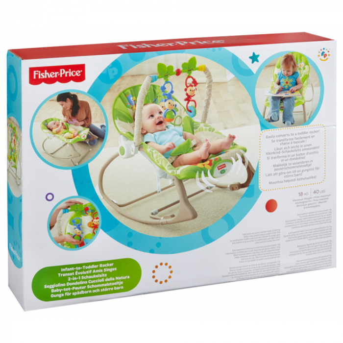 Массажное кресло-качалка Fisher-Price Веселые обезьянки (CBF52)