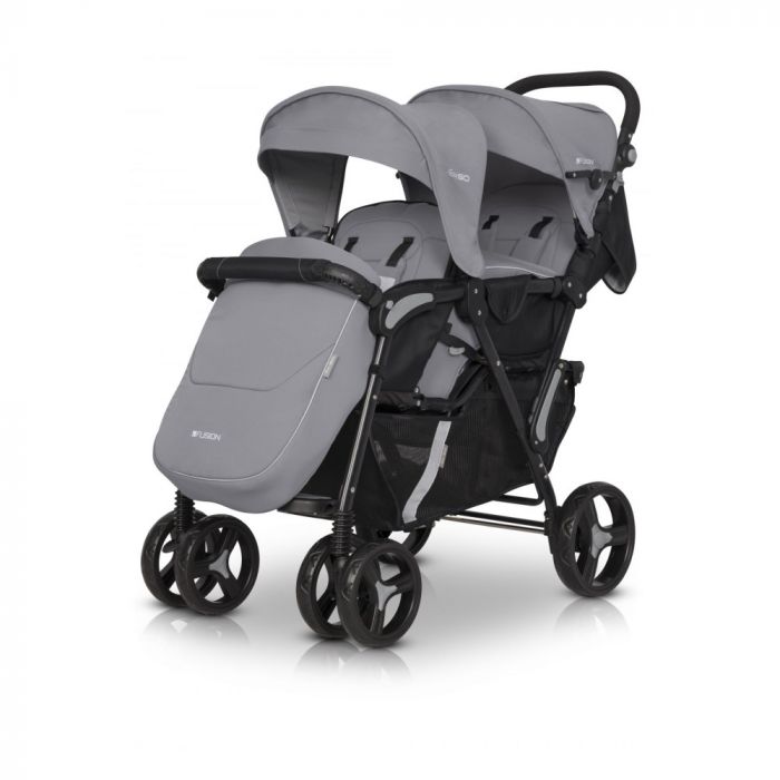 Коляска для двойни EasyGo Fusion Duo 2021 Pearl Grey