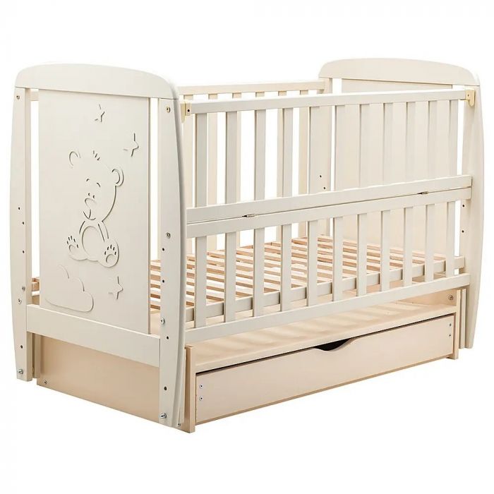 Кроватка Babyroom Умка маятник + ящик + откидной бок DUMYO-3 бук слоновая кость (626141)