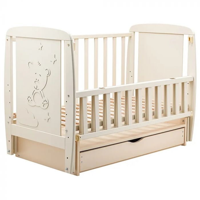 Кроватка Babyroom Умка маятник + ящик + откидной бок DUMYO-3 бук слоновая кость (626141)