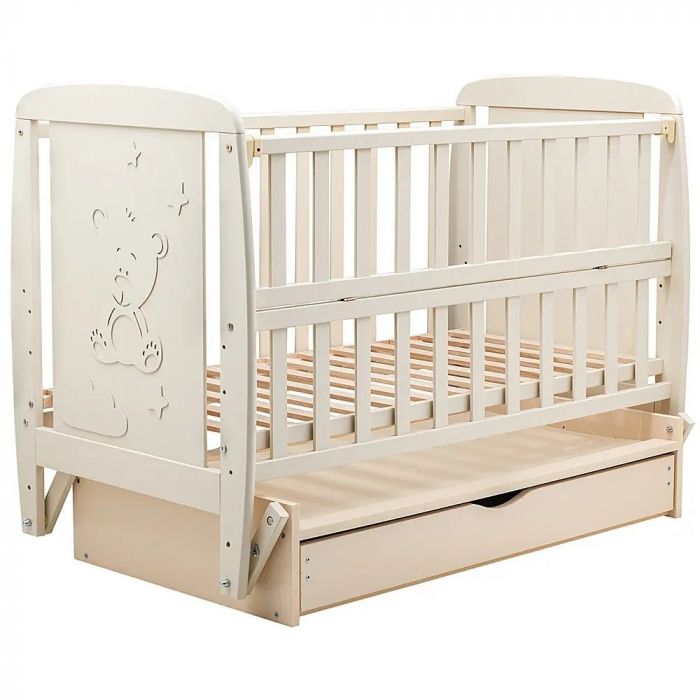 Кроватка Babyroom Умка маятник + ящик + откидной бок DUMYO-3 бук слоновая кость (626141)