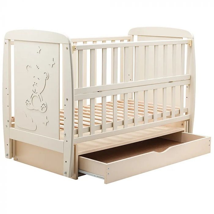 Кроватка Babyroom Умка маятник + ящик + откидной бок DUMYO-3 бук слоновая кость (626141)