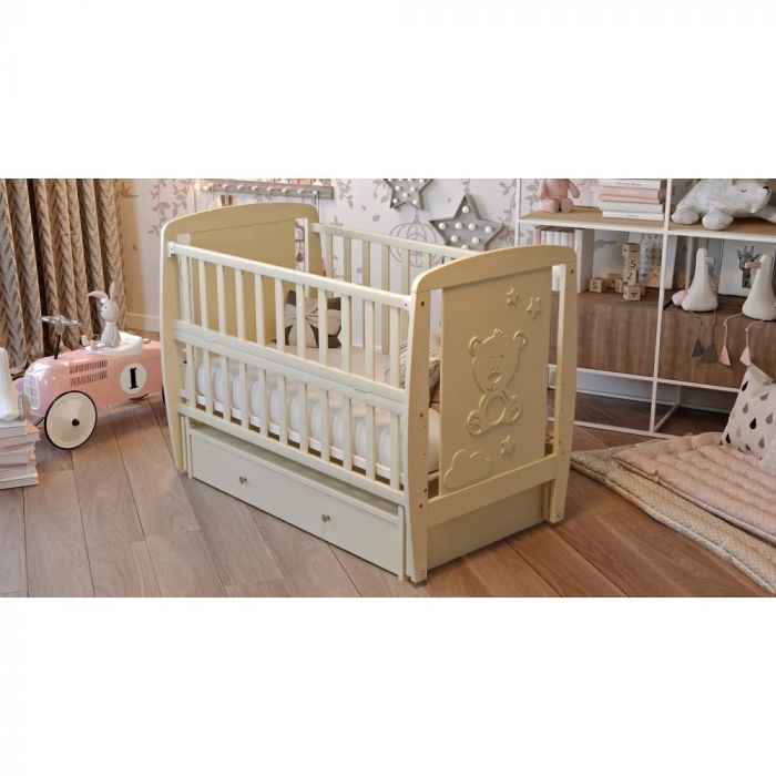 Кроватка Babyroom Умка маятник + ящик + откидной бок DUMYO-3 бук слоновая кость (626141)